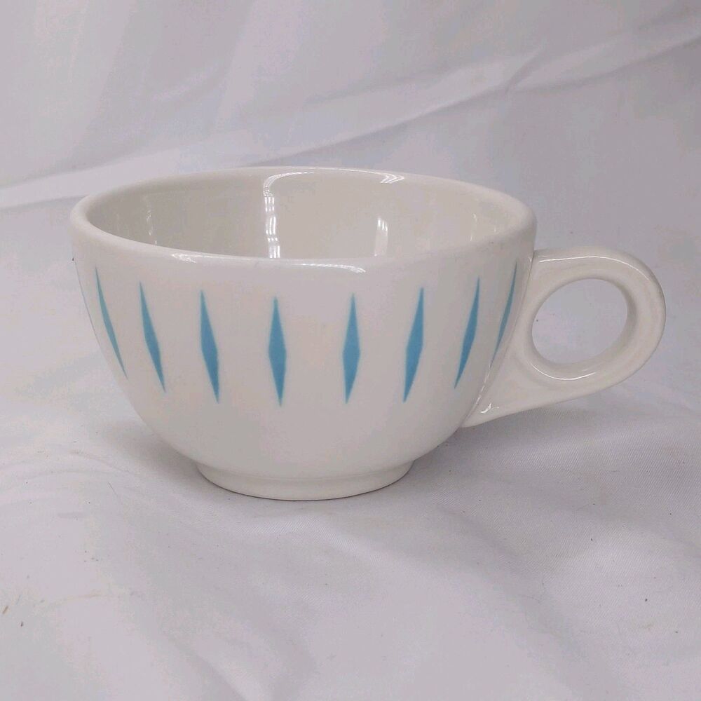 Vintage Homer Laughlin Best China Aqua Diamond Coffee Cup Mug Turquoise 1973